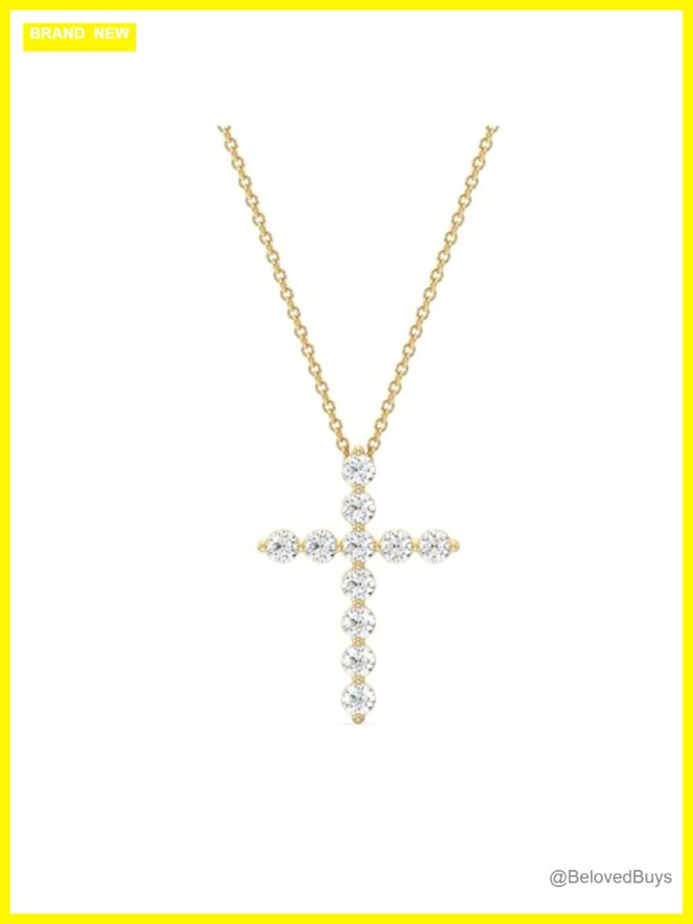 Lab Grown Diamond Cross Pendant Necklace in Sterling Silver